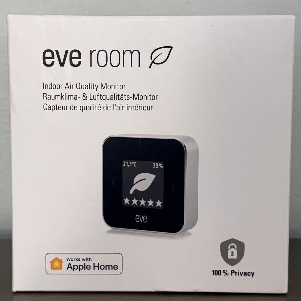 Eve Room Air Quality Monitor VOC Temp Humidity Sensor Home Kit E‑Ink Display NEW